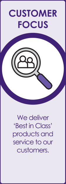 Customer focus - We deliver 'best in class' products and service to our customers