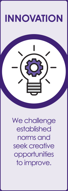 Innovation - We challenge established norms and seek creative opportunities to improve